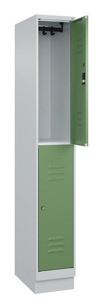C+P Doppelstock-Spind Classic PLUS, Sockel, 1 Abteil, 1950x300x500mm, 7035/6011, 080320-10 S10021