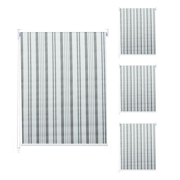 Mendler 4er-Set Rollo HWC-D52, Fensterrollo Seitenzugrollo Jalousie, 100x160cm Sonnenschutz blickdicht, grau/weiß, 4x63347