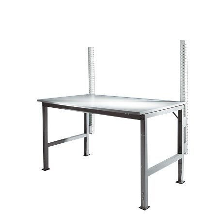 Manuflex Grund-Aufbausäulen für UNIVERSAL + PROFI Standard Grundtische, Nutzhöhe 600 mm, Lichtgrau, ZB3781.7035