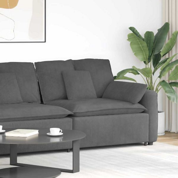 vidaXL Modulares Sofa Endmodul mit Armlehne Kissen Dunkelgrau 100 cm, 4104408