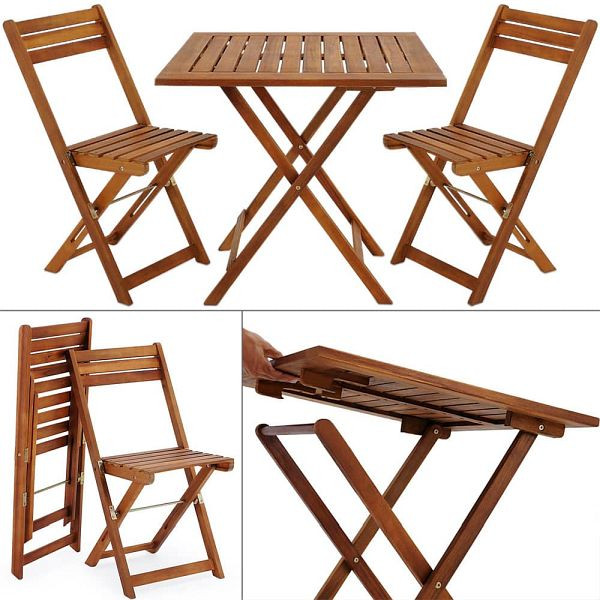 casaria Garten-Sitzgruppe 3-tlg Akazienholz klappbar, 101168