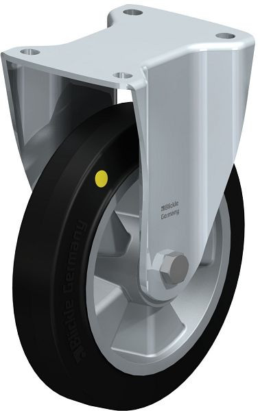 Blickle BH-ALEV 200K-EL Stahlblech-Bockrolle, Schwerlast-Ausführung, mit Anschraubplatte, Elastik-Vollgummi, Schwarz, 852004