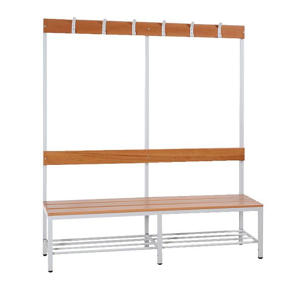 Lüllmann Sitzbankgarderobe, 1825 x 1200 x 400 mm, Lichtgrau/ Hartholz Buche, 806100