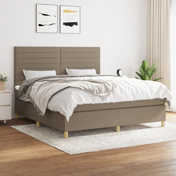 vidaXL Boxspringbett mit Matratze Taupe 180x200 cm Stoff, 3142437