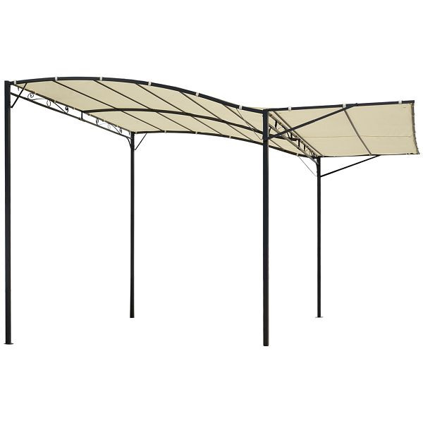 Outsunny Pavillon mit klappbarer Dacherweiterung wetterfest 3 x 2,5 m Cremeweiß, 84C-135