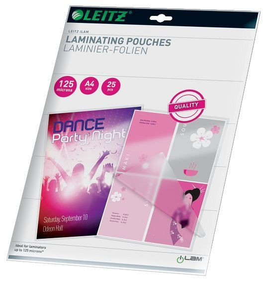 LEITZ 33835 Folientasche, A4, glänzend, 125 mym, 25 Stück, 33835