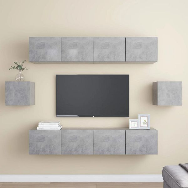 vidaXL 6-teilig TV-Schrank-Set Betongrau Holzwerkstoff, 3079103