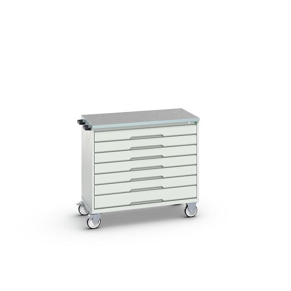 bott verso mobiler Schubladenschrank, mit 7 Schubladen und Linoleum-Top, BxTxH: 1050 x 600 x 980 mm, Lichtgrau / Lichtgrau, 16927056.16