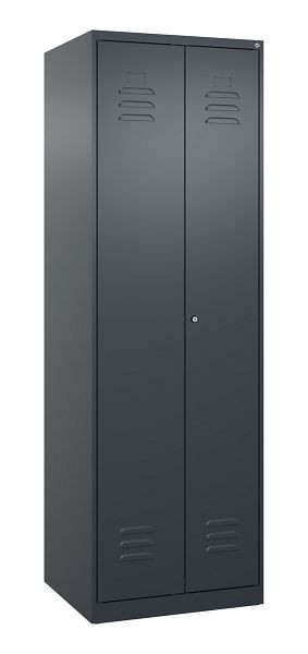 C+P Mehrzweckschrank Classic PLUS, Wäsche-Spind, 2 Abteile, 1850x600x500mm, 7016/7016, Zylinderschloss, 080002-20B S10023