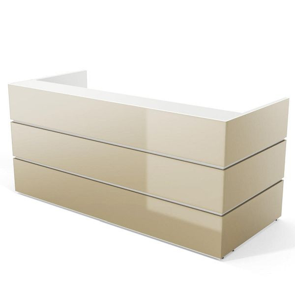 Deskin Theke PEARL, Cappuccino Hochglanz, B 2400 x T 1050 x H 1120 mm, 288184
