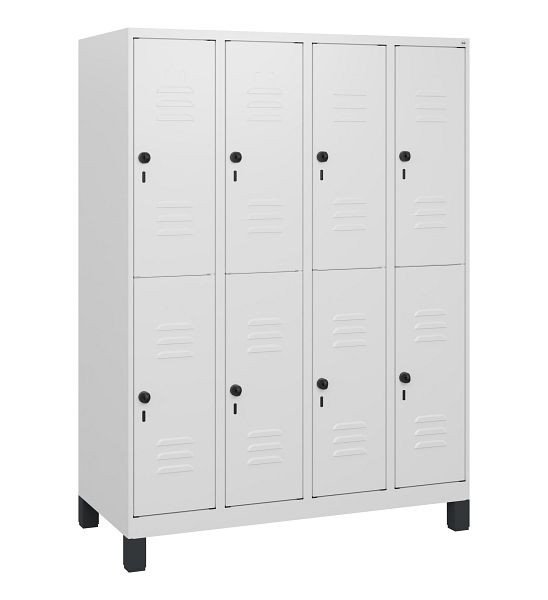 C+P Doppelstöckiger Spind Classic PLUS, Füße, 4 Abteile, 1630x1200x500mm, 9016/9016, Drehriegel, 0803105-40 S10014