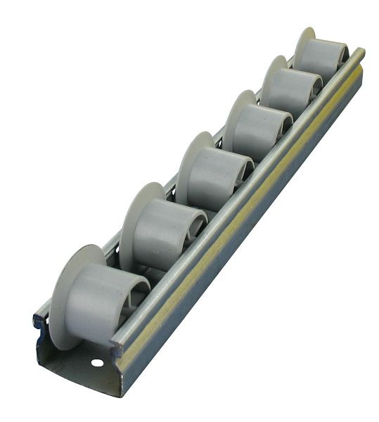 Rollentechnik Spurkranz Röllchenleiste / Rollenleiste komplett KRN 28/25 Länge 1.000 mm mit Spurkranzrad nach DIN 9033, Tragfähigkeit [kg]: 8, 700577
