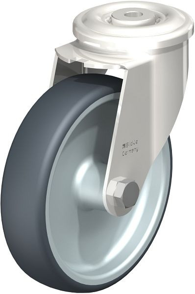 Blickle LEXR-TPA 160G Edelstahl-Lenkrolle mit Rückenloch, Thermoplastisches Gummi-Elastomer, Grau, 754537