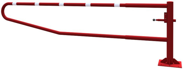 Schake Gatterschranke drehbar 3,50m für Vorhangschloss, Drehpfosten: Ø 102mm, Schrankenarm: Ø 60mm, zum Aufdübeln, feuerverzinkt, rot / weiß, 413_351VBP