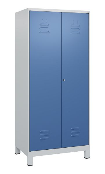 C+P Umkleidespind Classic PLUS, Doppel-Spind, Füße, 2 Abteile, 1800x800x500mm, 7035/5023, Zylinderschloss, 0800127-22P S10020
