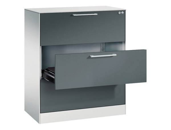 C+P Karteischrank Asisto, H1010xB800xT435mm, 7035/7016, 2 Schubladenblenden, 146043-322 S10048