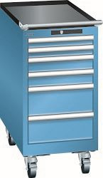 LISTA Schubladenschrank mobil 18x36E (BxTxH) 411x725x840mm KEY Lock, Lichtblau, 6 Schubladen, Fronthöhen: 50 - 150 mm, 78.457.010