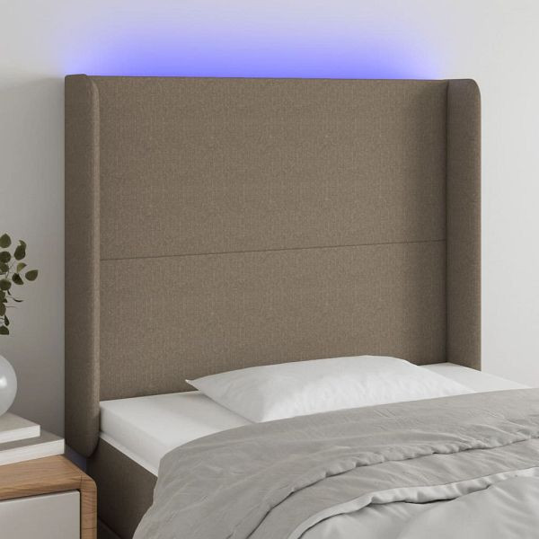 vidaXL LED Kopfteil Taupe 93x16x118/128 cm Stoff, 3123754