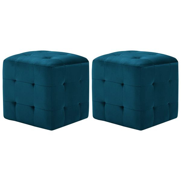 vidaXL Pouf 2 Stück Blau 30x30x30 cm Samtstoff, 278384, 8719883724515