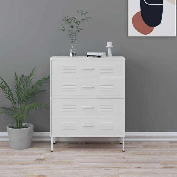 vidaXL Kommode Weiß 80x35x101,5 cm Stahl, 336206