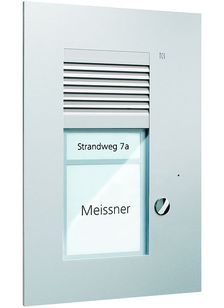TCS Audio Außenstation Serie PUK 1 Klingeltaste (rechtsbündig), 1-spaltig, UP silber, PUK01/1-EN