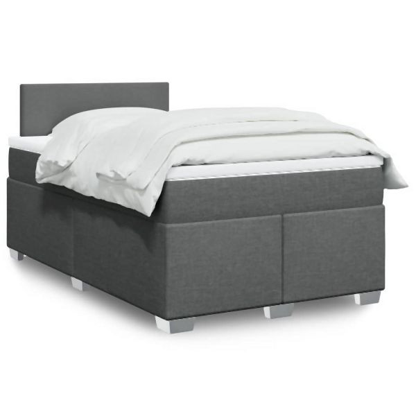 vidaXL Boxspringbett mit Matratze Dunkelgrau 120x190 cm Stoff, 3285821