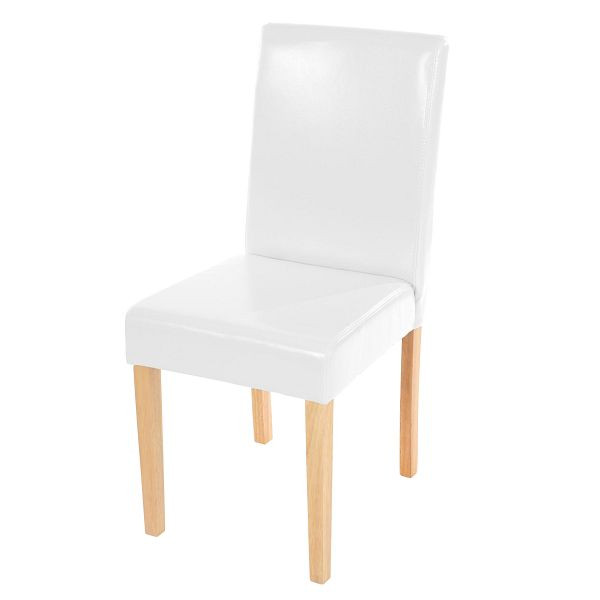 Mendler Esszimmerstuhl Littau, Küchenstuhl Stuhl, Leder, weiß, helle Beine, 74392