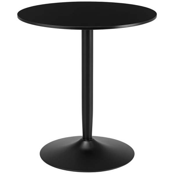 HOMCOM Esstisch für 2 Personen, runde Tischplatte, Stahlfuß, schwarz, 70 x 70 x 75 cm, 835-951V80BK