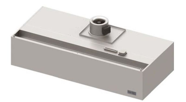Stalgast Wandhaube "Expert Line", kastenform 1600 mm x 1200 mm mit Rohrventilator, Steuerung und LC2 Typ A Zyklonen-/Labyrinthfilter, WH161222