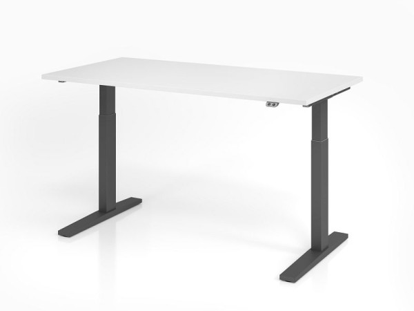 Hammerbacher Schreibtisch XMKA16, 160 x 80 cm, Platte: Weiß, 25 mm dick, ABS-Dickkante, Rechteckform, Graphit, VXMKA16/W/G
