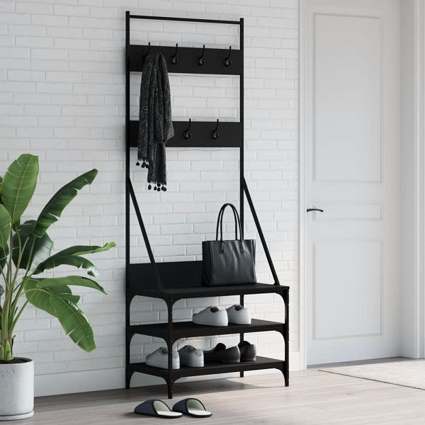 vidaXL Kleiderständer mit Schuhablage Schwarz 70x40x184 cm, 837842