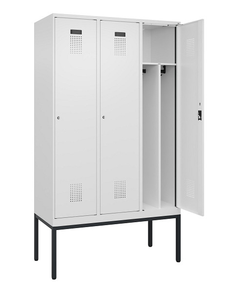 C+P Spind Evolo PLUS, Gestell, 3 Abteile, 2120x1200x500mm, 9016/9016, Verschluss Zylinderschloss, 0490307-32F S10047