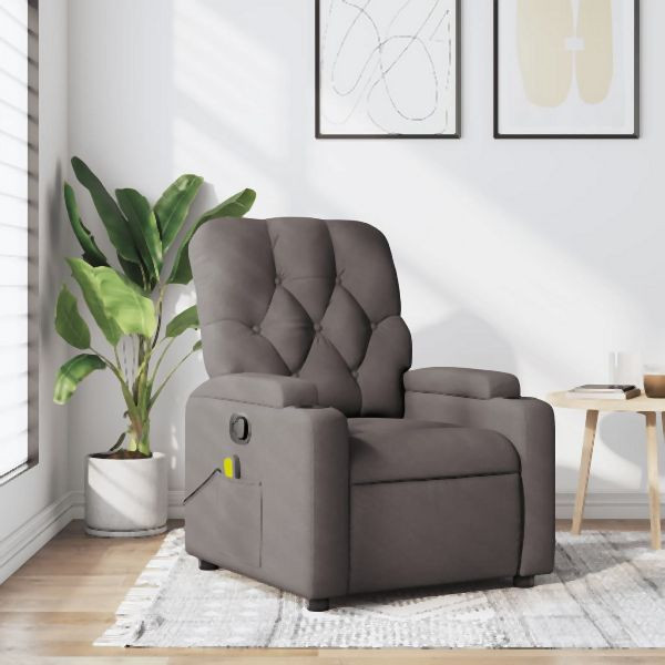 vidaXL Massagesessel Taupe Stoff, Zurücklehnen, Entspannung, 372499