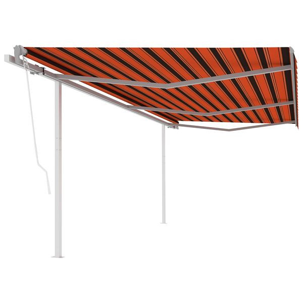 vidaXL Markise Automatisch Einziehbar mit Pfosten 6x3 m Orange Braun, 3070010