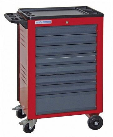 ADB Werkstattwagen Basic mit 8 Schubladen, Maße: 960 x 610 x 450mm (HxBxT), Farbe Korpus: rot, RAL 3020, Farbe Front: grau, RAL 7016, 21008
