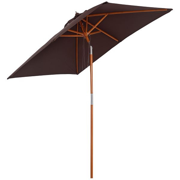 Outsunny Sonnenschirm 200 x 150 x 235 cm Knickbarer Gartenschirm 3-stufig einstellbar rechteckig Strandschirm wasserabweisend und UV-beständig, 84D-017CF