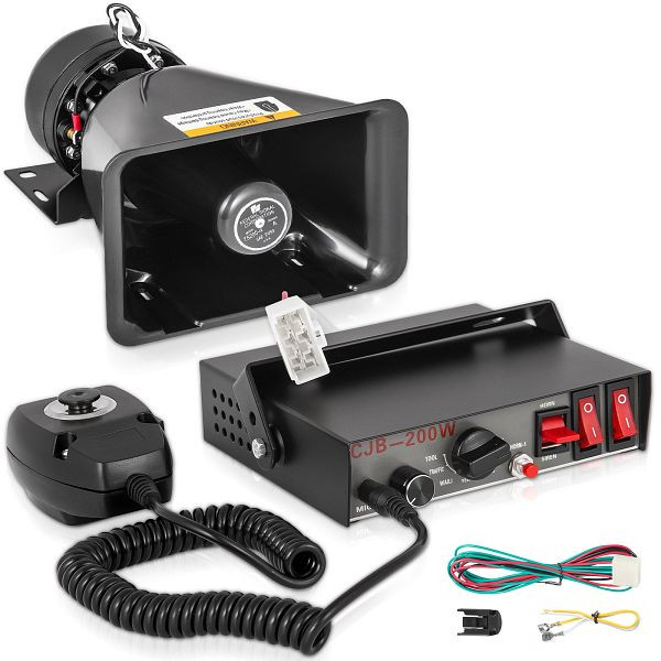 VEVOR 200W 7 Sound Loud Car Warning Alarm Feuer Hupe PA Lautsprecher MIC System, HHQ200W7SDCZ00001V0