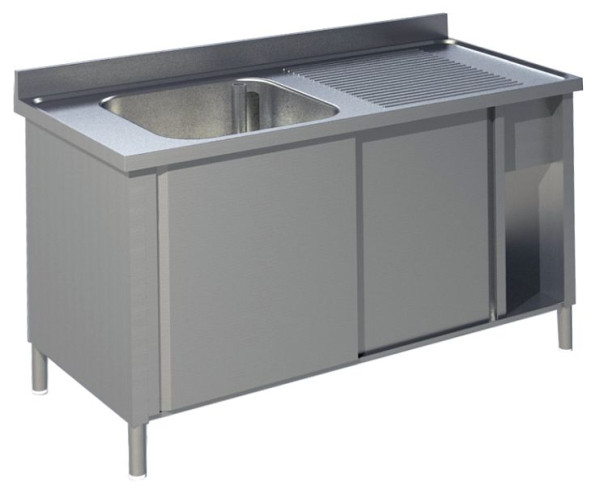 KBS Spültisch mit Unterschrank mit Schiebetüren B 120cm-Becken links, 91921102