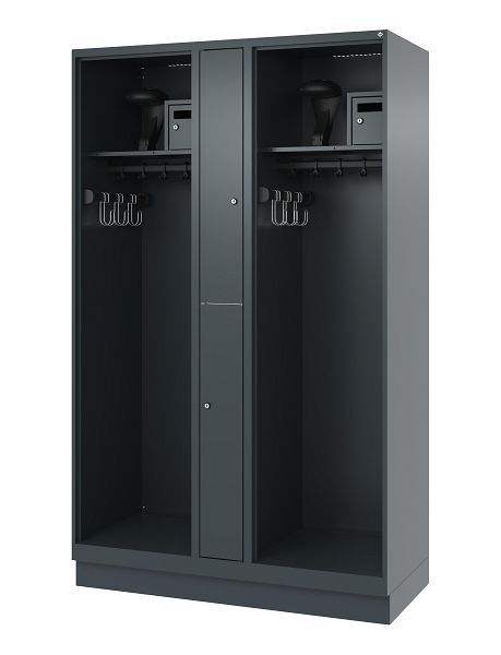 C+P Feuerwehrspind Evolo, Modell MAXI, 2 Abteile, H1850B1200T500 mm, Anthrazit, Sockel, 0496015-020 S10010