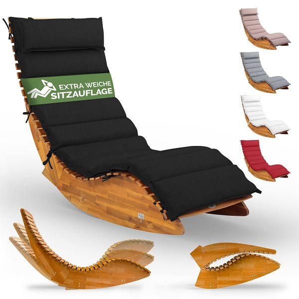 casaria Saunaliege Java Akazie FSC®-zertifiziert mit Auflage Anthrazit, 997089