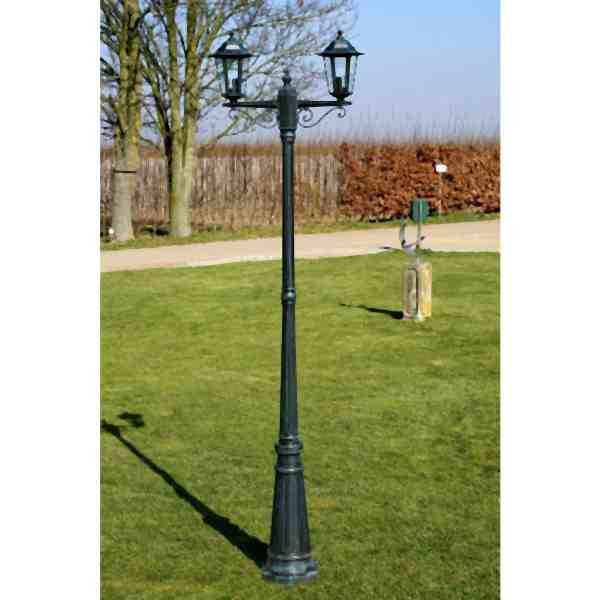 vidaXL Gartenlaterne 2-flammig 215 cm Dunkelgrün/Schwarz Aluminium, 40247