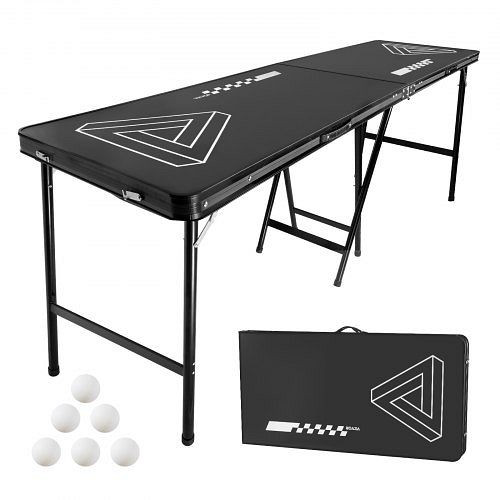 VEVOR klappbarer Beer Pong Tisch (240x60x90 cm), mit Tragegriffen & 6 Bällen, für Büro, Party, Reisen & Camping, schwarz, ZDPJYXZJZJGK2N2MHV0