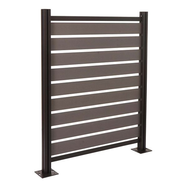 Mendler Alu Mülltonnen-Zaun HWC-K57, Basiselement Mülltonnenverkleidung, Holzoptik erweiterbar 130x110x6cm, grau, 96948