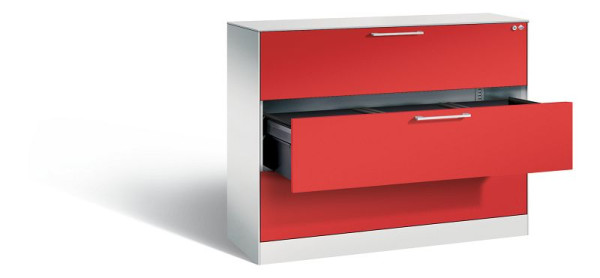 C+P Hängeregistraturschrank Asisto, H1010xB1200xT435mm, Farbe: Lichtgrau / feuerrot, Bügelgriff, 146041-313 S10123