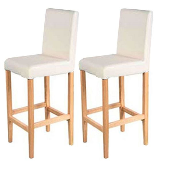 Mendler 2er-Set Barhocker Vicenza, Holz+LEDER, creme, helle Beine, 7932