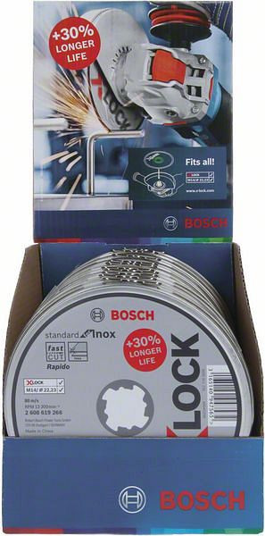 Bosch Trennscheibe X-LOCK gerade Standard for Inox WA 60 T BF, 115 x 1 mm, 10er-Pack, VE: 10 Stück, 2608619266