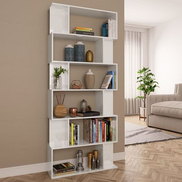 vidaXL Bücherregal/Raumteiler Hochglanz-Weiß 80x24x192 cm, 800096