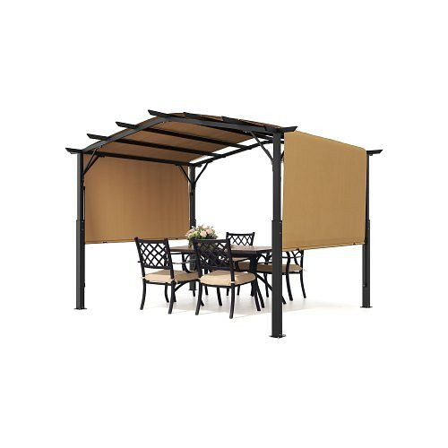 VEVOR Gartenpergola 3650x3048x2540mm, gewölbte Überdachung, einziehbares Sonnenschutzdach, ideal für Terrasse & Pool, GXLPL12FTW10X63LKV0
