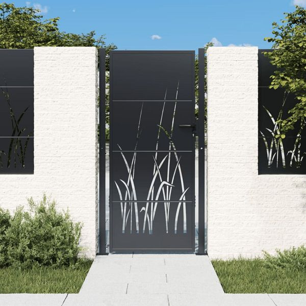 vidaXL Gartentor Anthrazit 105x205 cm Stahl Gras-Design, 153171