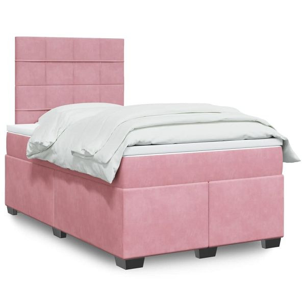 vidaXL Boxspringbett mit Matratze Rosa 120x200 cm Samt, 3290887